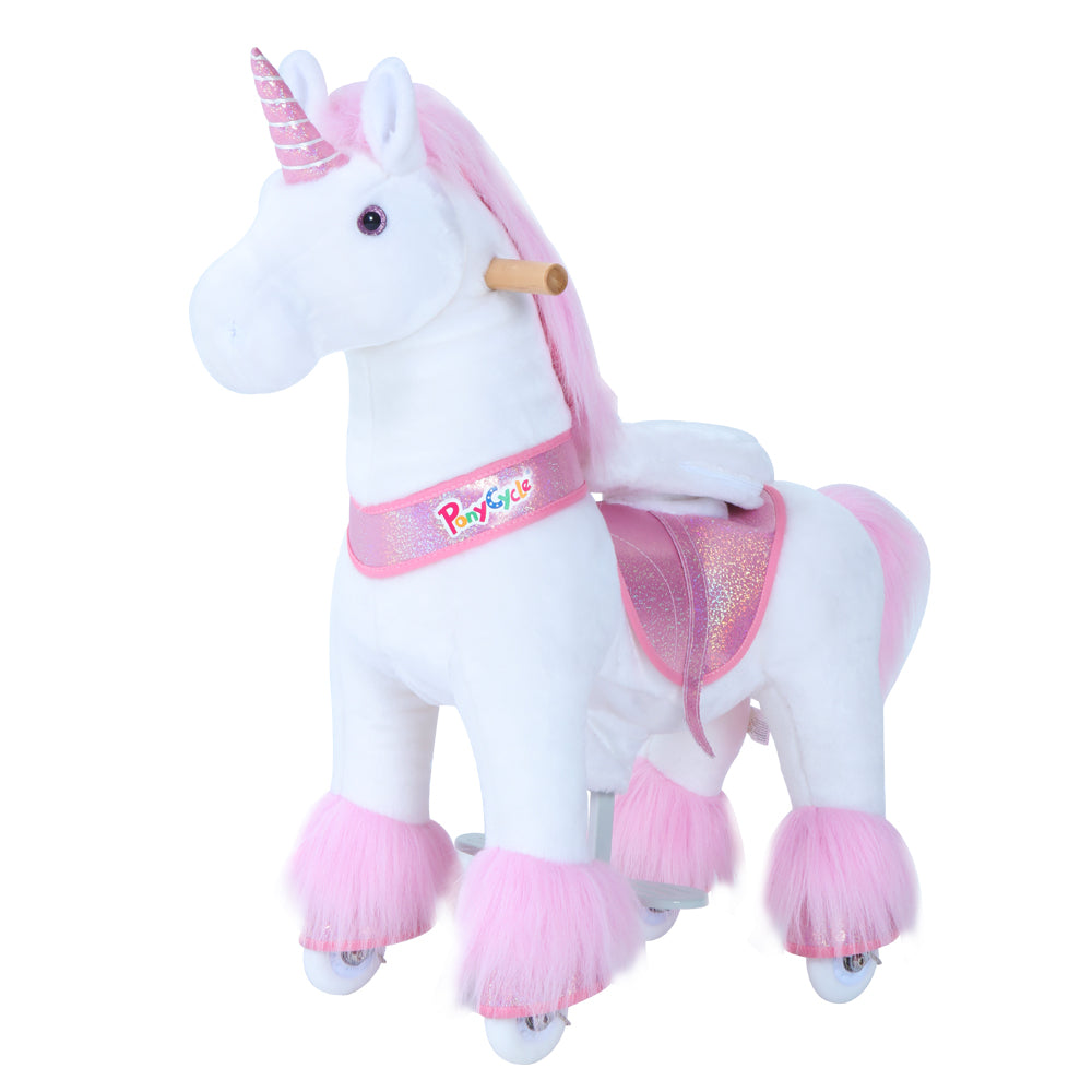 PonyCycle Model U® Pink Ride-On Unicorn for Kids Age 3-4, Mechanical Walking Pony Toy
