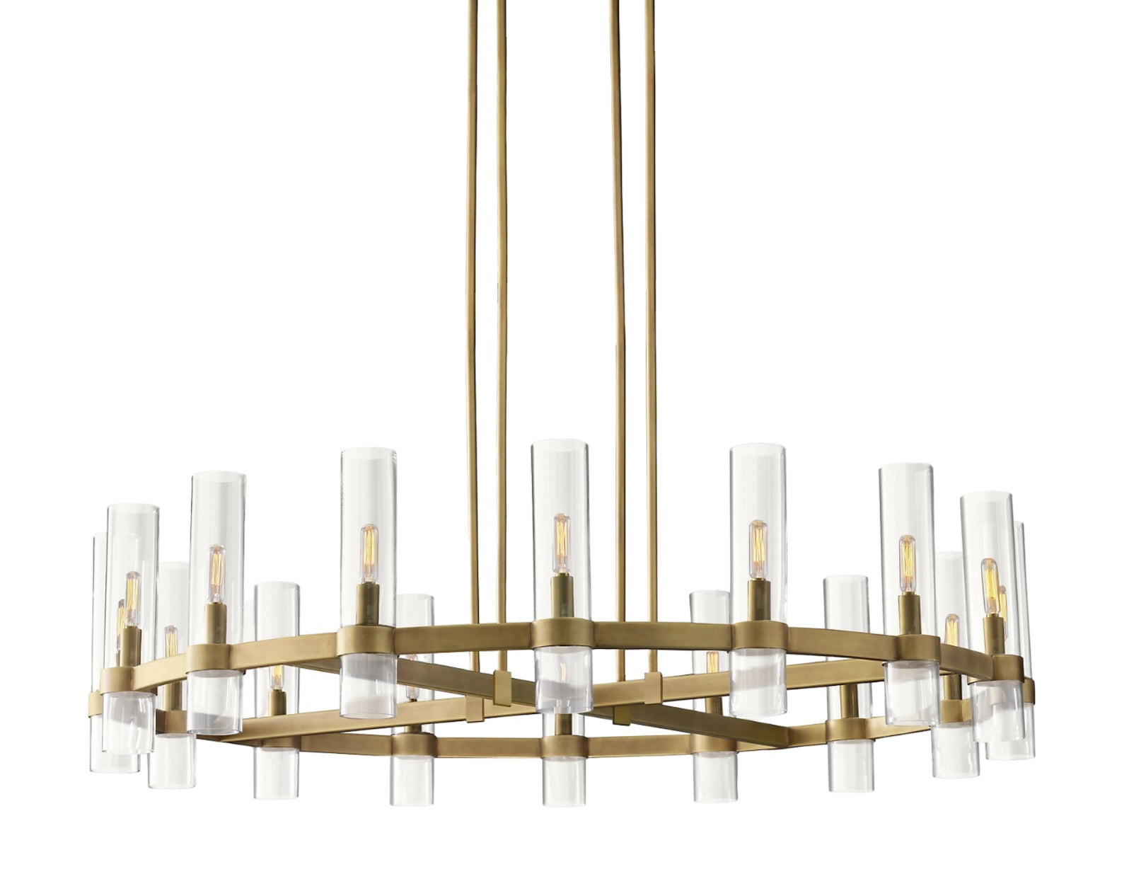 16-Light Industrial Rustic Chandelier Gold Finish, 48" Vintage Barn Metal Round Farmhouse Ceiling Fixture