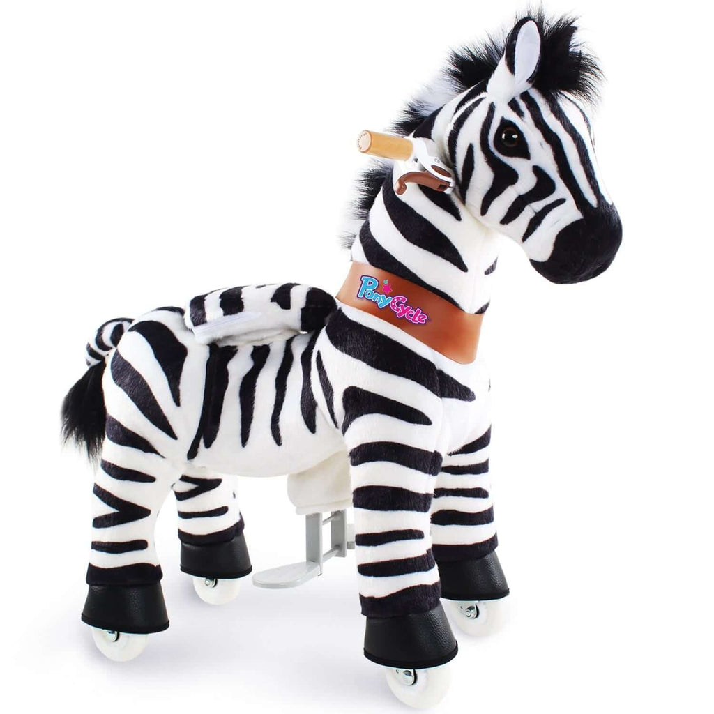 PonyCycle Model U® Zebra Ride-On for Kids Age 3-4, Mechanical Walking Pony Toy