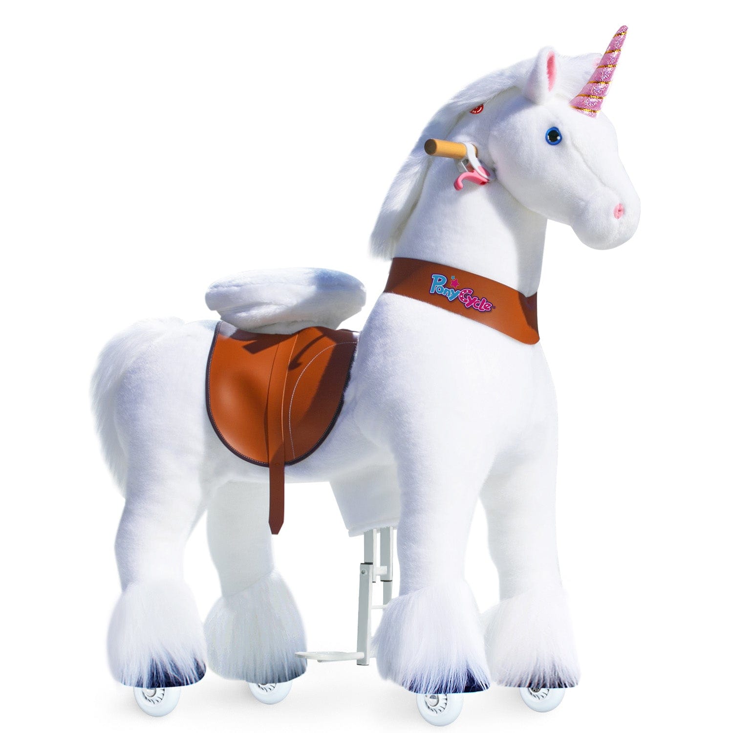 PonyCycle Model U® White Large Ride-On Unicorn for Kids Age 7+, Mechanical Walking Pony Toy