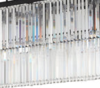 8 Lights Retro Palladium Glass Fringe Rectangular Chandelier, Elegant 40"x12" Ceiling Lighting Fixture