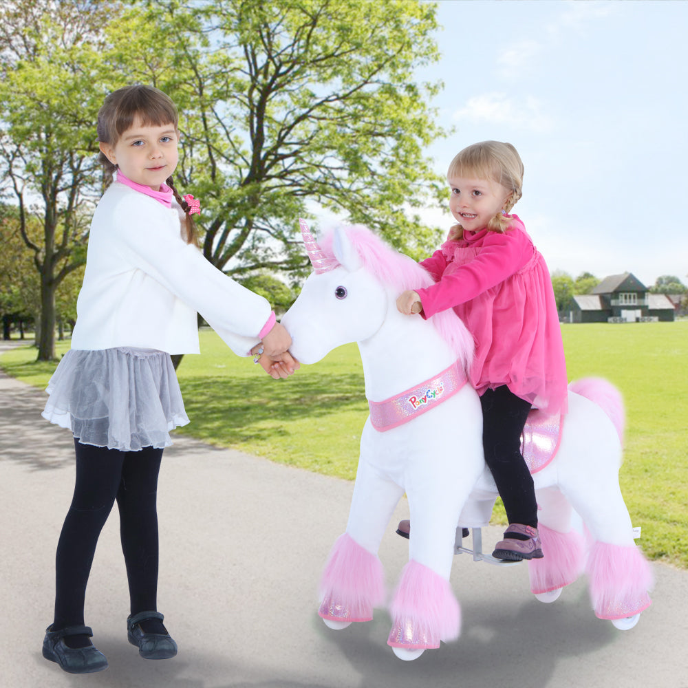 PonyCycle Model U® Pink Large Ride-On Unicorn for Kids Age 7+, Mechanical Walking Pony Toy
