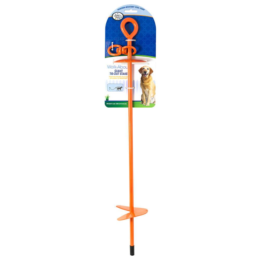 Four Paws Giant Tie-Out Stake Orange 5.90" x 4" x 29"