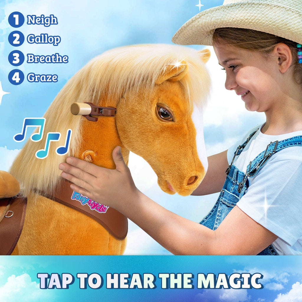 PonyCycle Model Y® Ride-On Horse, Light Brown - Rideable Toy for Kids Age 4-7, Mechanical Walking Ride-On Toy