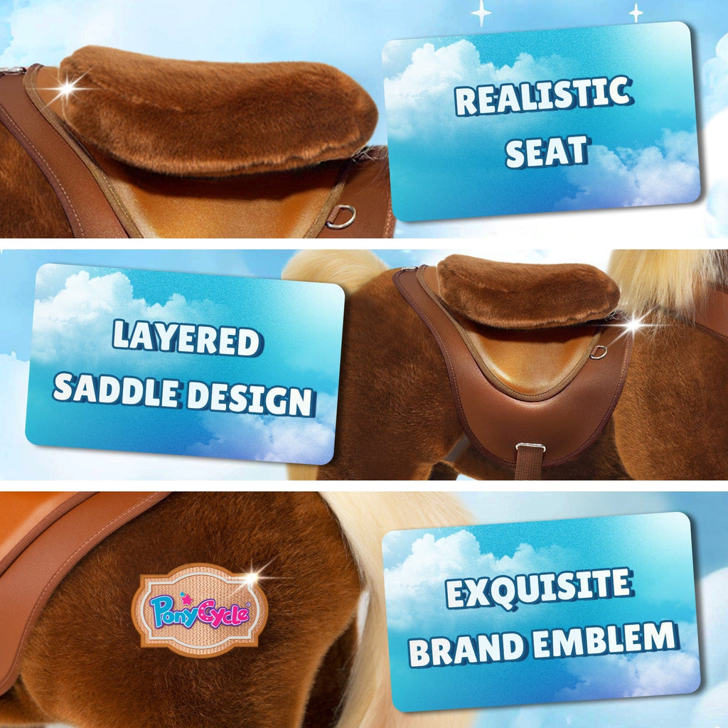 PonyCycle Model Y® Ride-On Horse, Brown - Rideable Toy for Kids Age 4-7, Mechanical Walking Ride-On Toy