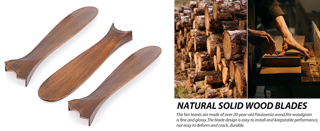 72" Extra Large Ceiling Fan No Light, Solid Wood Indoor/Outdoor with Downrod (Dark Walnut)