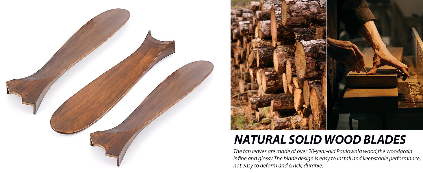 72" Extra Large Ceiling Fan No Light, Solid Wood Indoor/Outdoor with Downrod (Dark Walnut)