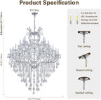 36-Light Large Modern Chrome Crystal Chandelier, 4-Layer Luxury Ceiling Light Fixture for Hotel, Lobby, Foyer & Staircase
