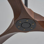 60" Walnut Ceiling Fan No Light, Indoor/Outdoor High CFM Wooden Propeller Fan