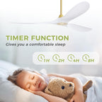 60″ White Smart Ceiling Fan Without Light - Modern Design, Quiet Reversible DC Motor, Remote-Controlled for Indoor & Outdoor Use