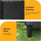 5-Piece Patio Sectional Furniture Set, Outdoor Wicker Rattan Sofa with Blue Cushions & Coffee Table for Backyard, Poolside, Porch & Garden