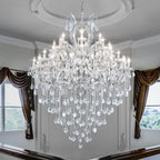 36-Light Large Modern Chrome Crystal Chandelier, 4-Layer Luxury Ceiling Light Fixture for Hotel, Lobby, Foyer & Staircase