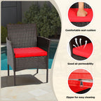 4-Piece Outdoor Patio Furniture Set, Red PE Rattan Wicker Chairs with Loveseat & Coffee Table – Weather-Resistant Conversation Seating for Porch, Garden & Lawn