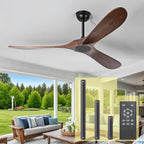 72" Extra Large Ceiling Fan No Light, Solid Wood Indoor/Outdoor with Downrod (Dark Walnut)
