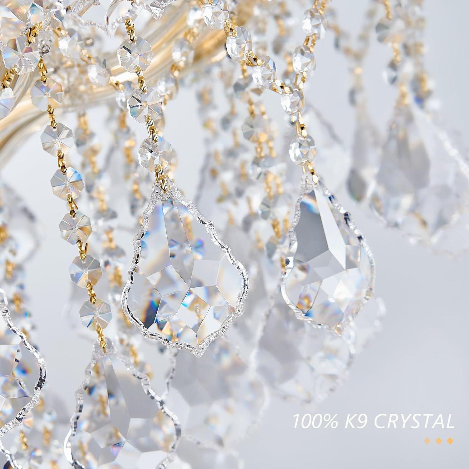 24-Light Gold Large Crystal Chandelier, Modern Maria Theresa Chandelier Lighting for Foyer, Entryway, Staircase & Dining Room