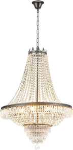 9-Light French Empire Crystal Chandelier, Black Ceiling Lighting Fixture for Living Room, Dining Room, Foyer & Entryway