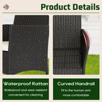 4-Piece Outdoor Patio Furniture Set, Black PE Rattan Wicker Chairs with Loveseat & Coffee Table – Weather-Resistant Conversation Seating for Porch, Garden & Lawn