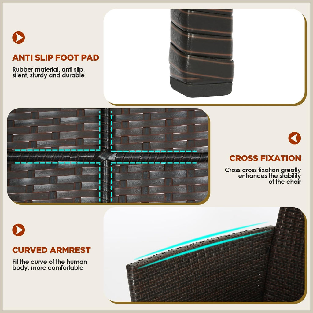 4-Piece Outdoor Patio Furniture Set, Red PE Rattan Wicker Chairs with Loveseat & Coffee Table – Weather-Resistant Conversation Seating for Porch, Garden & Lawn