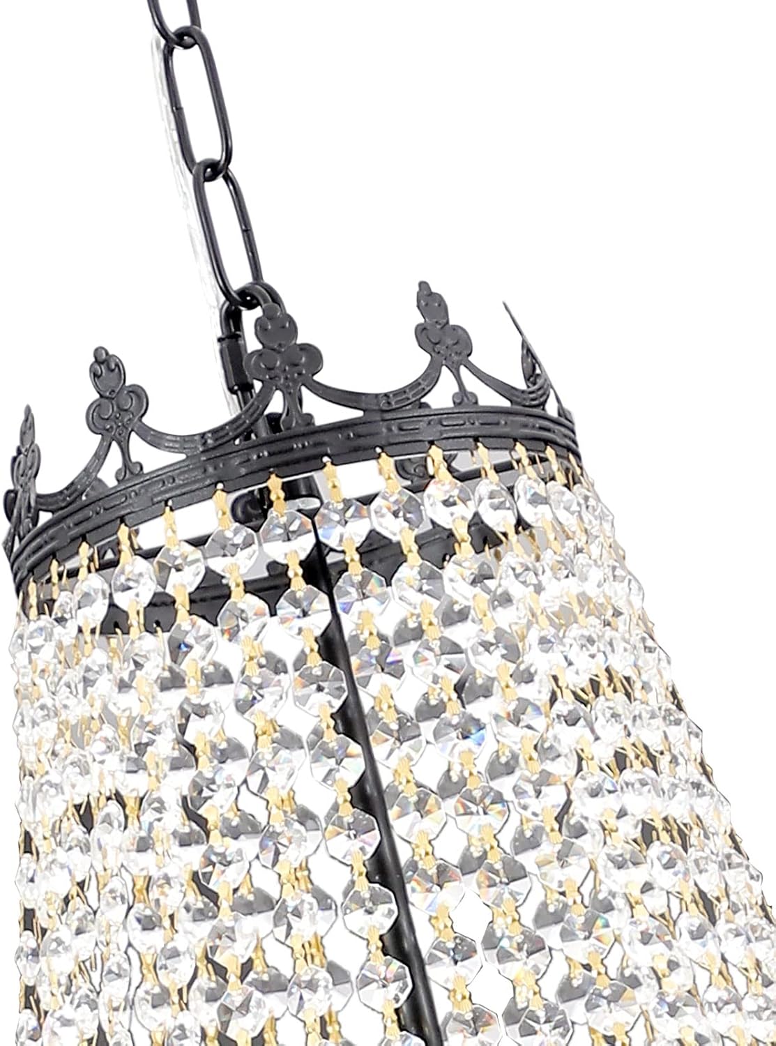 9-Light French Empire Crystal Chandelier, Black Ceiling Lighting Fixture for Living Room, Dining Room, Foyer & Entryway