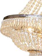 9-Light French Empire Crystal Chandelier, Silver Ceiling Lighting Fixture for Living Room, Dining Room, Foyer & Entryway