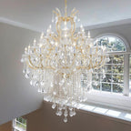 36-Light Large Gold Modern Crystal Chandelier, 4-Layer Luxury Ceiling Light Fixture for Hotel, Lobby, Foyer & Staircase