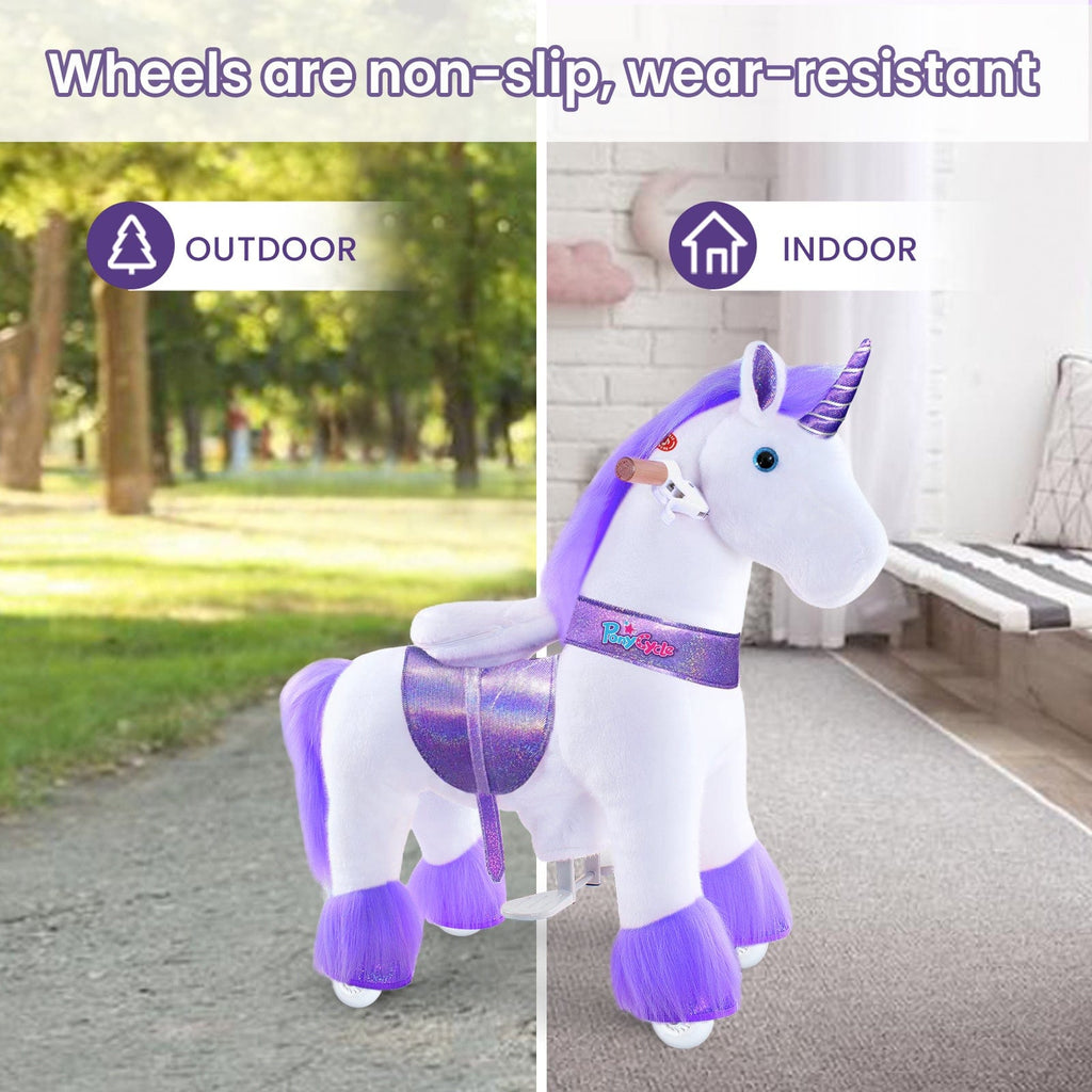 PonyCycle Model U® Purple Ride-On Unicorn for Kids Age 4-7, Mechanical Walking Pony Toy