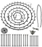 90-Light Industrial Wagon Wheel Chandelier Black Finish, 63"x87" Wrought Iron Vintage Barn Castile Five-Tier Lighting