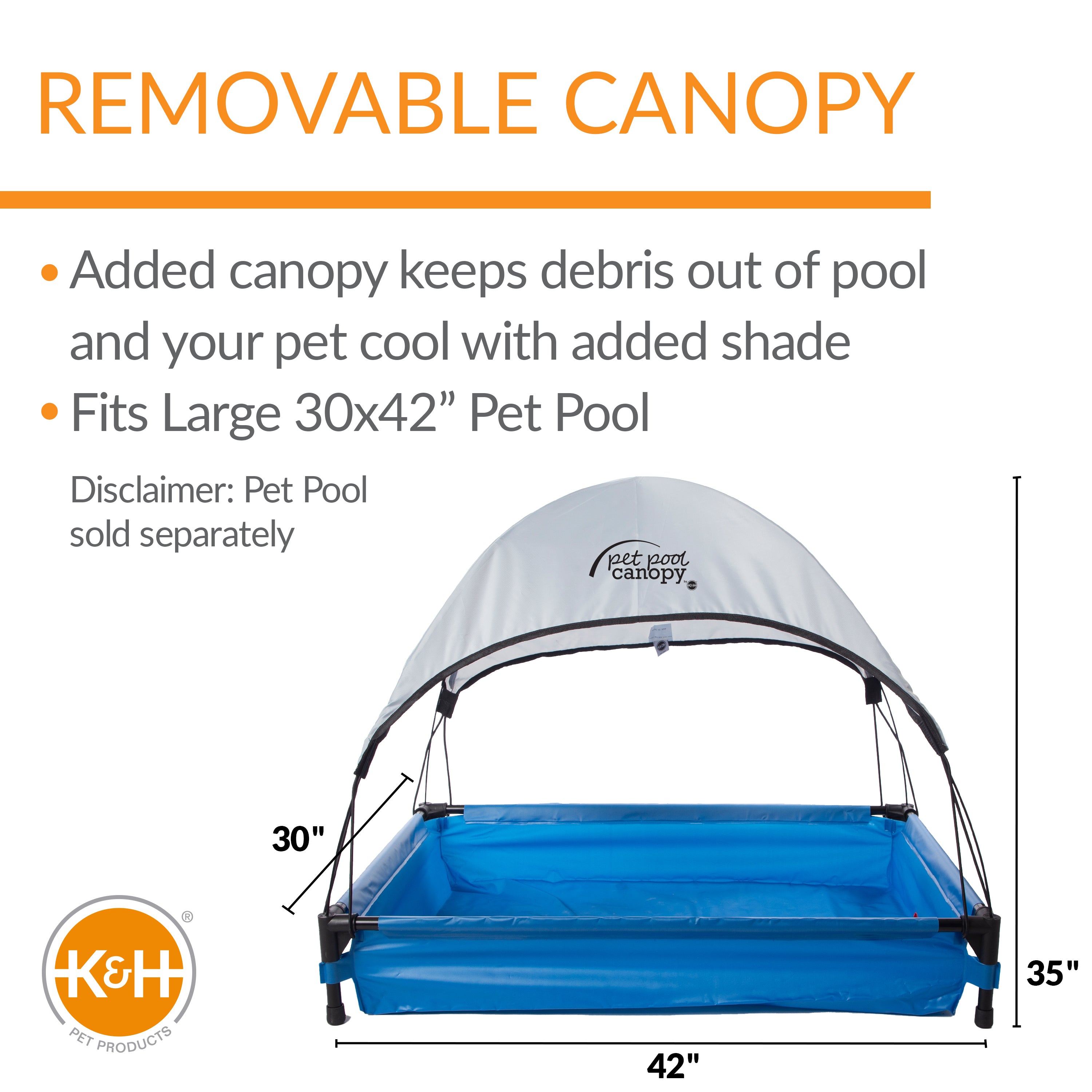 K&H Pet Products Pet Pool Canopy Large Gray 30" x 42"