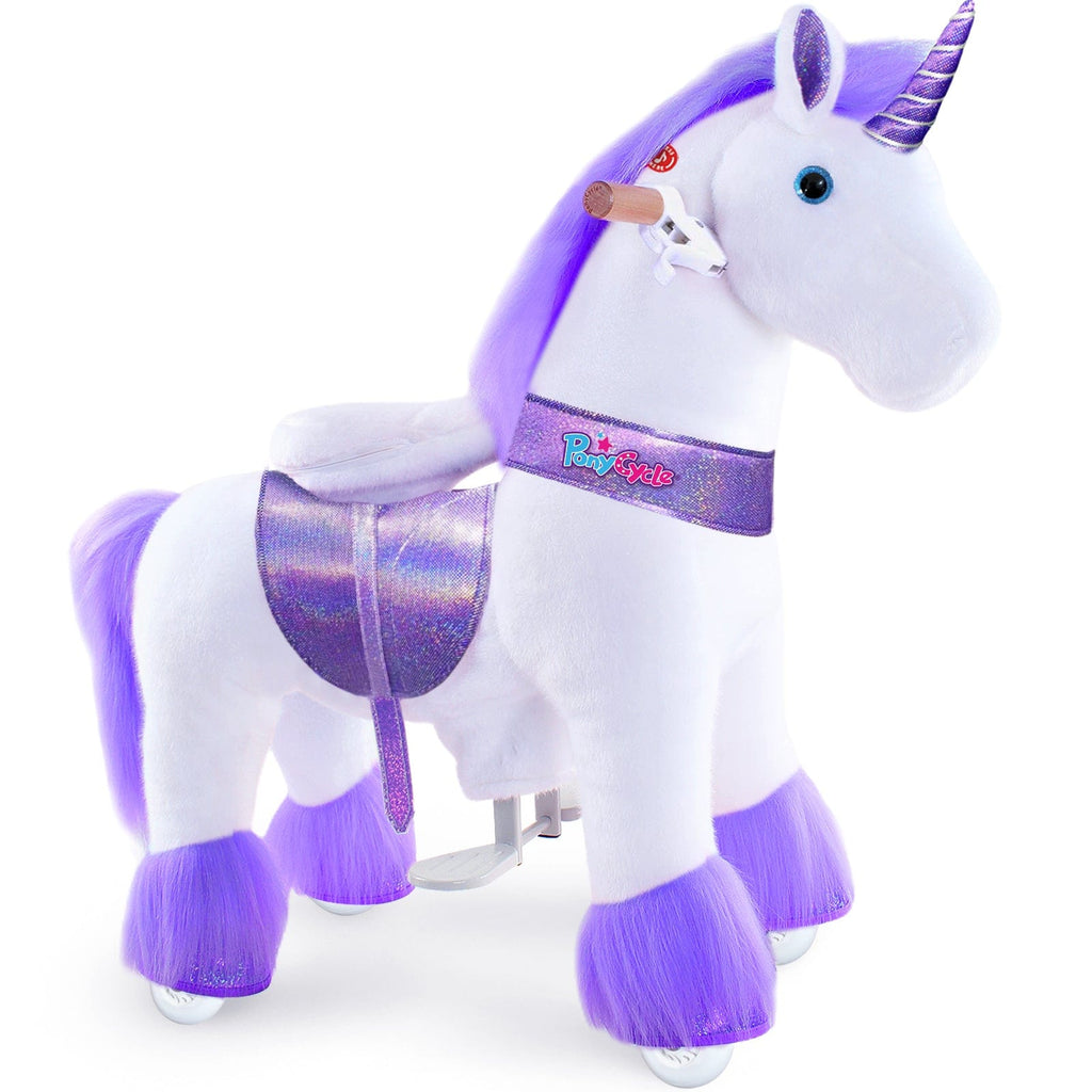 PonyCycle Model U® Purple Ride-On Unicorn for Kids Age 3-4, Mechanical Walking Pony Toy
