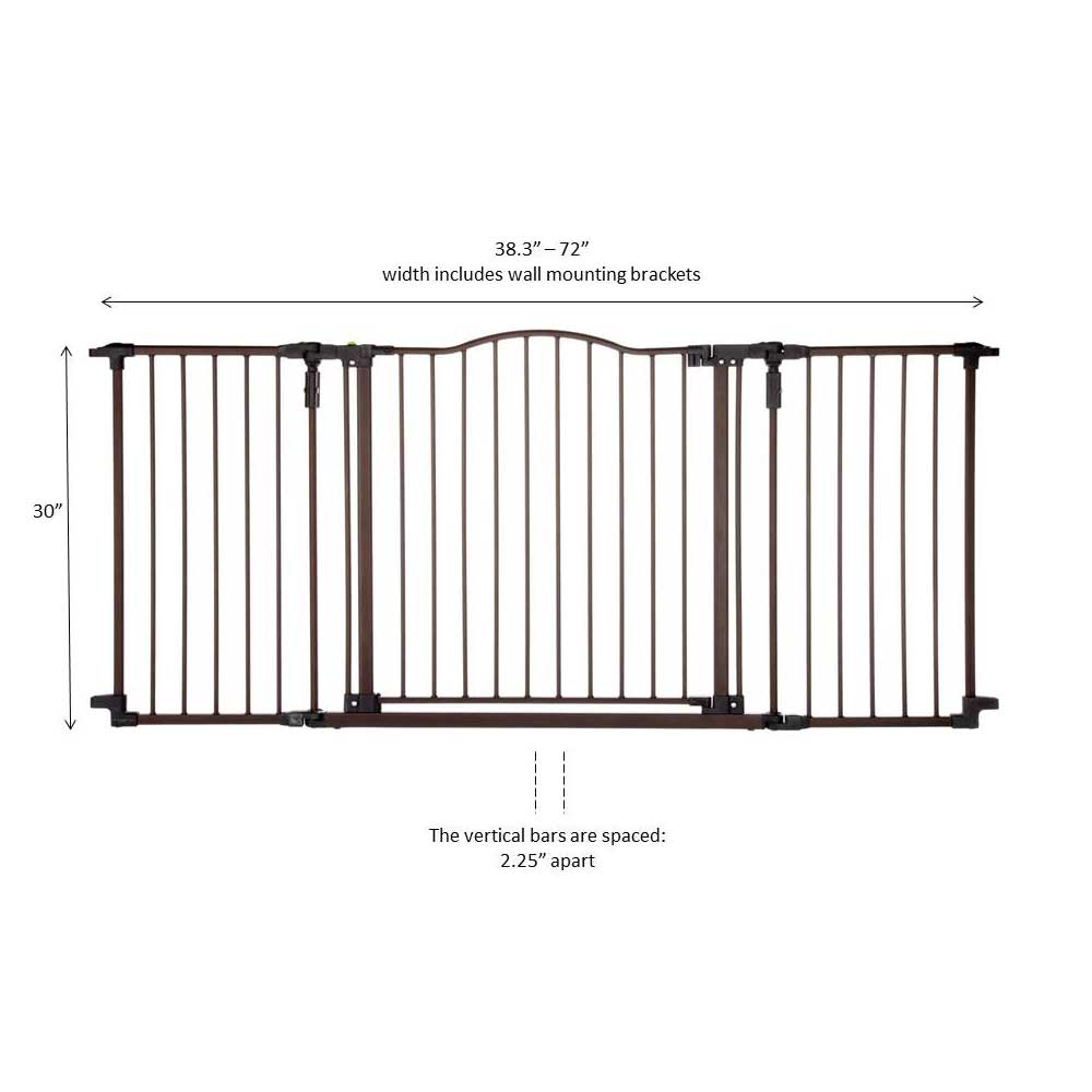 North States Deluxe Decor Wall Mounted Pet Gate Medium Matte Bronze 38.3" - 72" x 30"