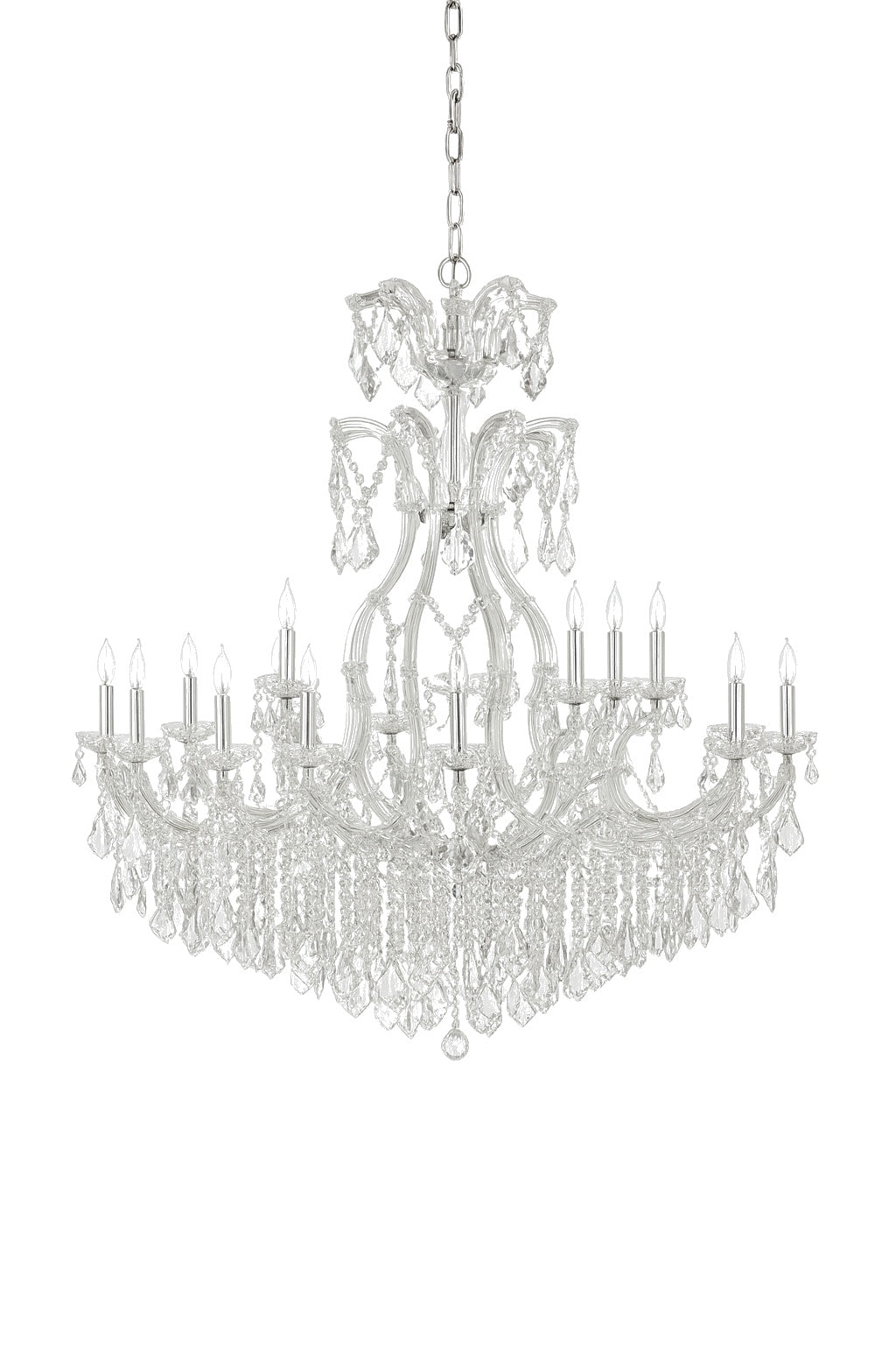 Grand Maria Theresa Crystal Chandelier – Sparkling Statement Lighting for Foyers & Entryways, 52"H x 46"W Silver, V21-10