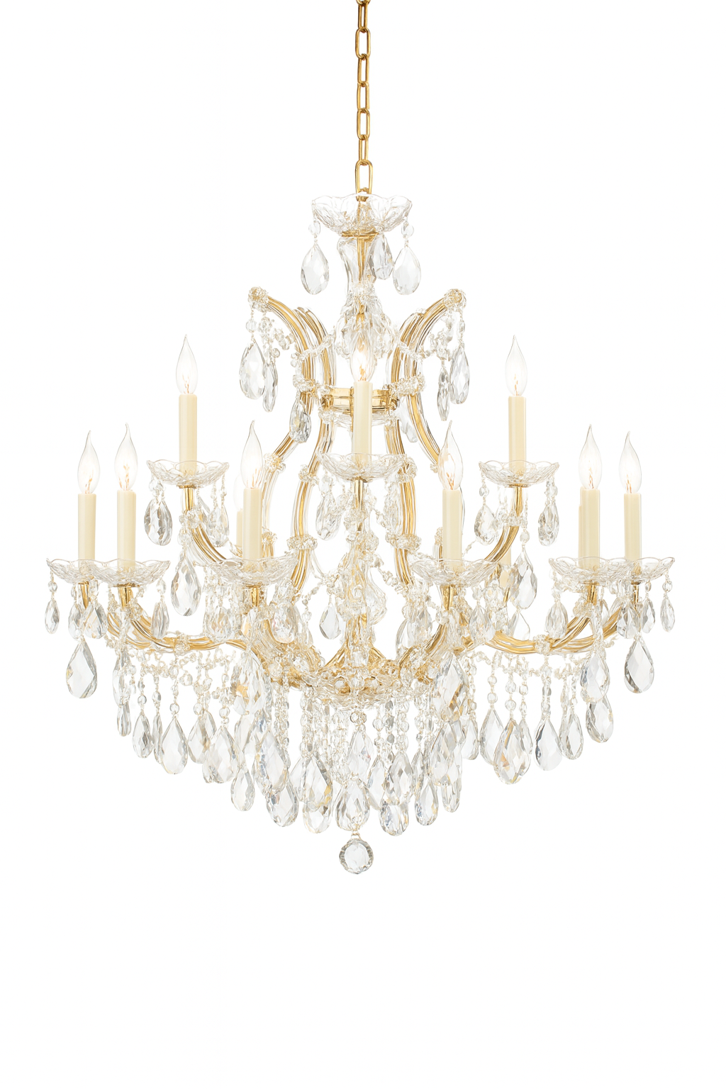 Radiant Maria Theresa Crystal Chandelier – Timeless Sparkle, 30"H x 28"W, Gold, V21-12