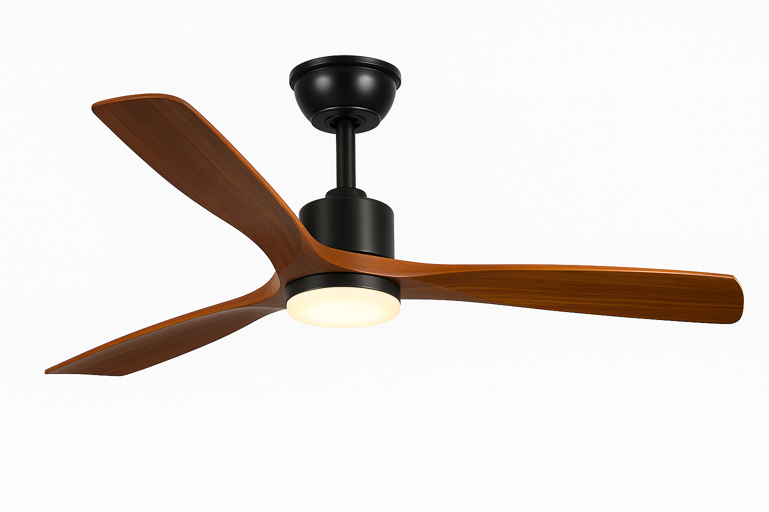 52" Black Walnut Ceiling Fan with LED Light & Remote - 6 Speed, Reversible, Indoor/Outdoor V22-15