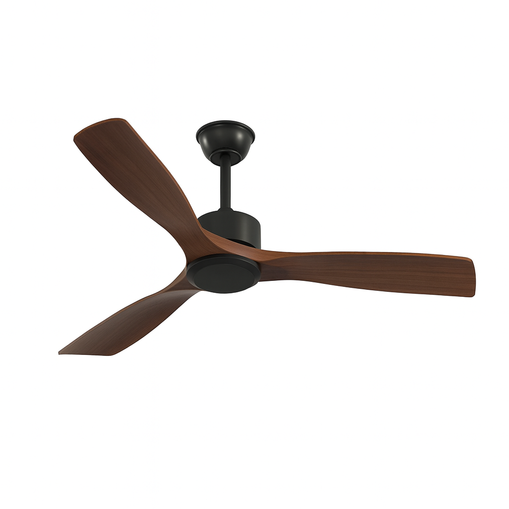52" Black Walnut Ceiling Fan with No Light & Remote - 6 Speed, Reversible, Indoor/Outdoor V22-16