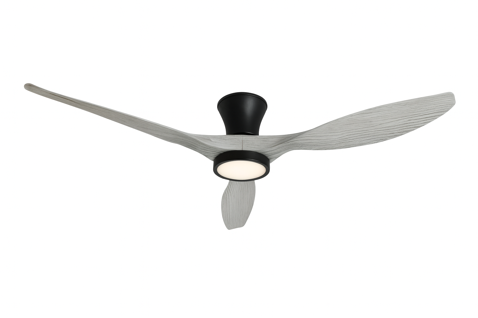52" Oak Flush Mount Ceiling Fan with LED Light & Remote - DC Motor, Reversible, Low Profile V22-19