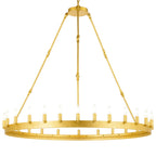 24-Light Industrial Rustic Chandelier Gold Finish, 50"x48" Wrought Iron Vintage Barn Castile One-Tier Fixture
