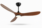 60" Ceiling Fan with Light & Remote, 3 Solid Wood Blades, Outdoor/Indoor DC Motor (Dark Walnut)
