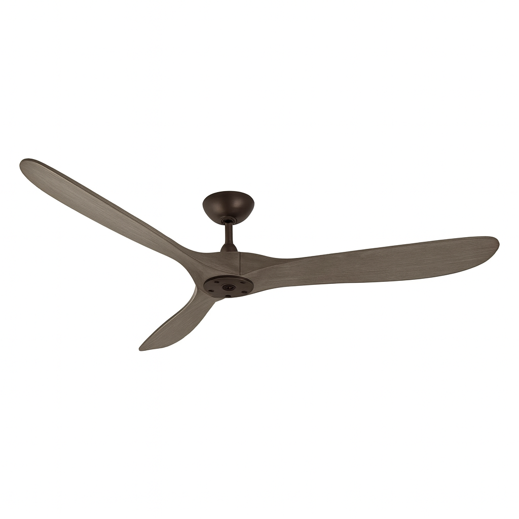 60" Ceiling Fan No Light, Mid-Century Modern 3-Blade Wooden Fan with Downrod (Grey)