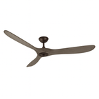 60" Ceiling Fan No Light, Mid-Century Modern 3-Blade Wooden Fan with Downrod (Grey)