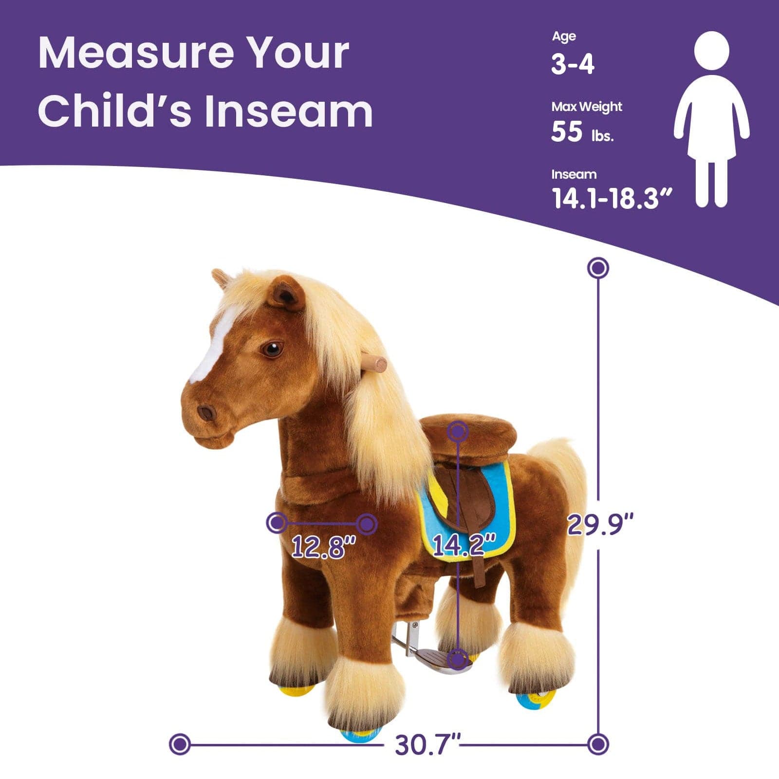 PonyCycle Model X® Ride-On Horse, Brown - Rideable Toy for Kids Age 3-4, Mechanical Walking Ride-On Toy