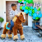 PonyCycle Model X® Ride-On Horse, Brown - Rideable Toy for Kids Age 3-4, Mechanical Walking Ride-On Toy