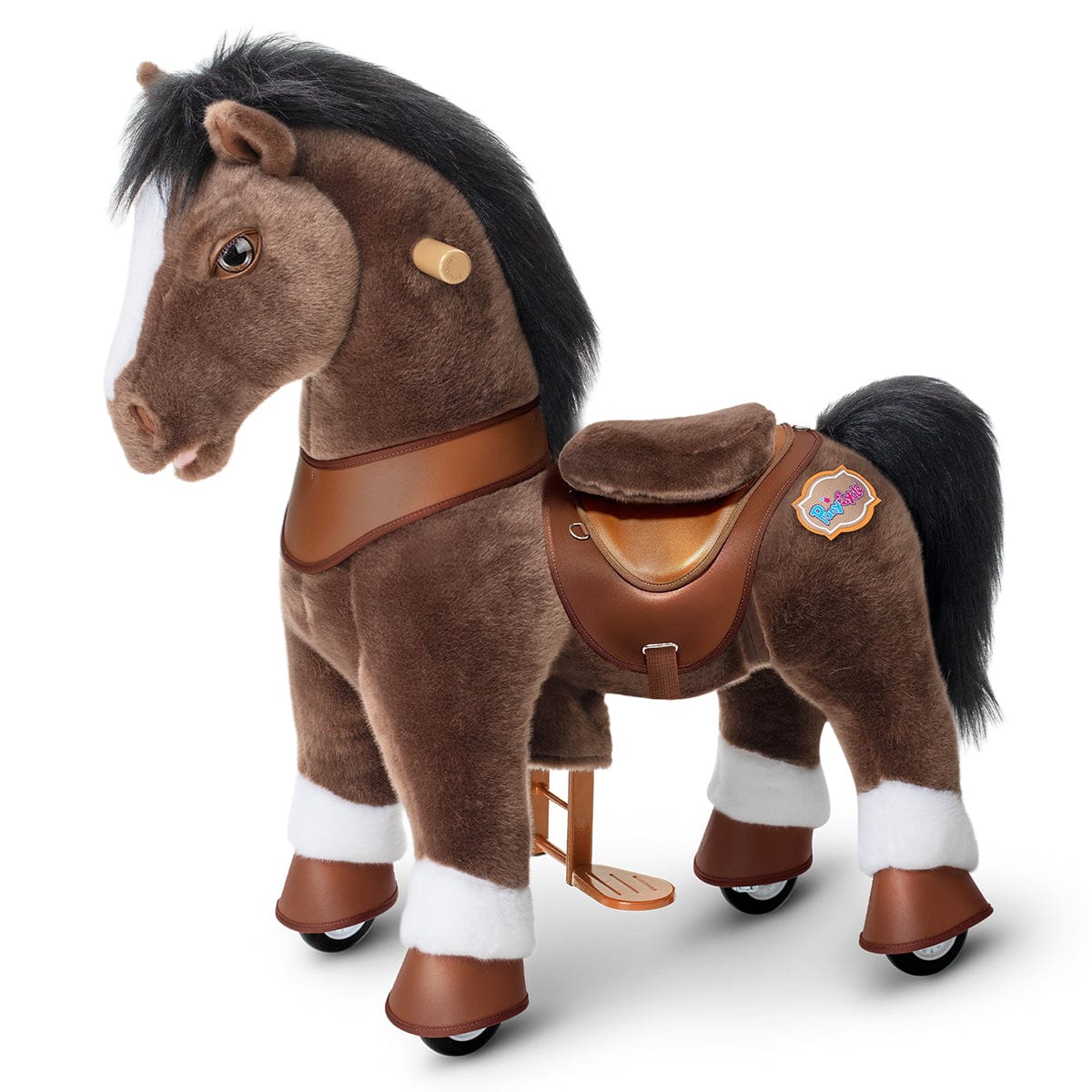 PonyCycle Model Y® Ride-On Horse, Chocolate Brown - Rideable Toy for Kids Age 3-4, Mechanical Walking Ride-On Toy
