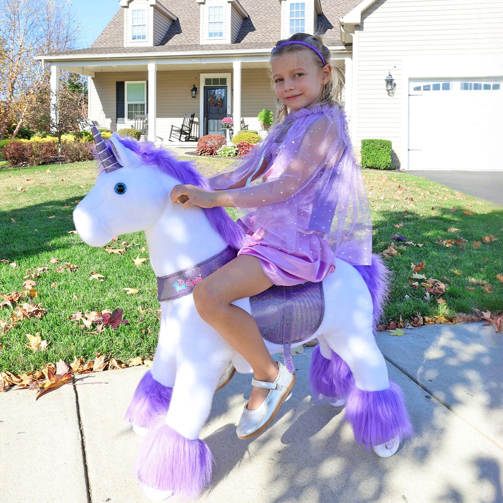 PonyCycle Model U® Purple Ride-On Unicorn for Kids Age 4-7, Mechanical Walking Pony Toy
