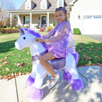 PonyCycle Model U® Purple Ride-On Unicorn for Kids Age 4-7, Mechanical Walking Pony Toy