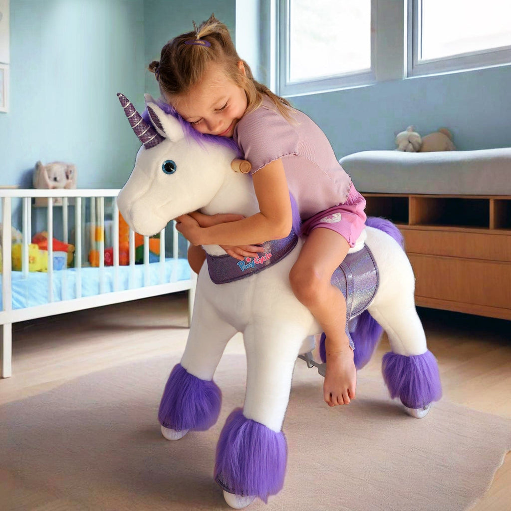 PonyCycle Model U® Purple Ride-On Unicorn for Kids Age 3-4, Mechanical Walking Pony Toy