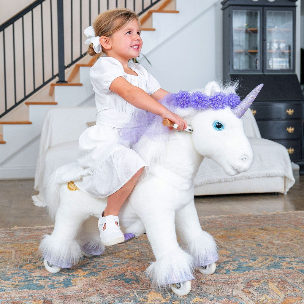 PonyCycle Model X® Ride-On Unicorn, Purple - Rideable Toy for Kids Age 4-7, Mechanical Walking Unicorn Ride-On Toy