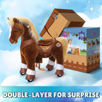 PonyCycle Model Y® Ride-On Horse, Brown - Rideable Toy for Kids Age 3-4, Mechanical Walking Ride-On Toy
