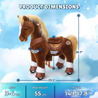PonyCycle Model Y® Ride-On Horse, Brown - Rideable Toy for Kids Age 3-4, Mechanical Walking Ride-On Toy