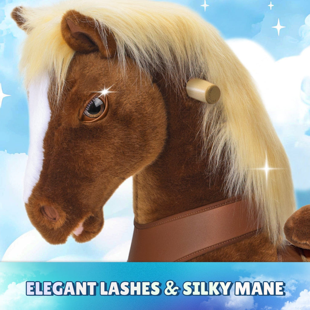 PonyCycle Model Y® Ride-On Horse, Brown - Rideable Toy for Kids Age 3-4, Mechanical Walking Ride-On Toy