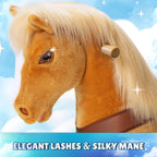PonyCycle Model Y® Ride-On Horse, Light Brown - Rideable Toy for Kids Age 3-4, Mechanical Walking Ride-On Toy
